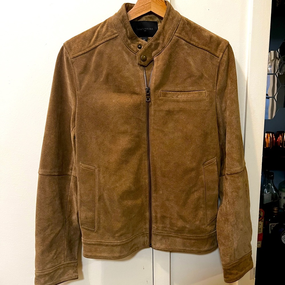 New Banana Republic Brown Suede Leather Jacket Sz XS